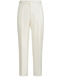 Brunello Cucinelli - Pleated Waist-Tab Silk Trousers - Lyst