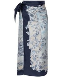 Ferragamo - Zijden Midi-Rok Met Bloemenprint - Lyst