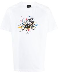 PS by Paul Smith - T-Shirt aus Bio-Baumwolle mit Cyclist Sketch-Print - Lyst