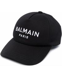 Balmain - Casquette noir et blanc cassé à motif à logo en tissu jacquard - Lyst