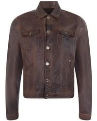 Moorer - Button-Up Leather Jacket - Lyst