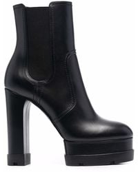 Casadei - High Block-heel Leather Boots - Lyst