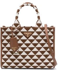 Prada - Small Symbole Embroidered Fabric Handbag - Lyst