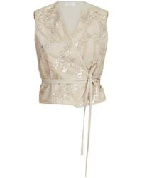 Brunello Cucinelli - Techno-Cotton Poplin Vest With Dazzling Seabed Embroidery - Lyst