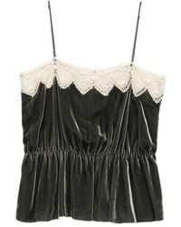 forte_forte - Lace-Trim Peplum Top - Lyst