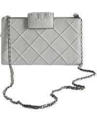 Tory Burch - Mini Fleming quilted chain cross body bag - Lyst