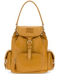 Miu Miu - Logo-Plaque Buckled Backpack - Lyst
