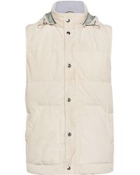 Eleventy - Hooded Down Suede Gilet - Lyst