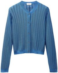 Versace - Viscose Mesh Ribbed Knit Cardigan - Lyst