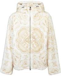 CASABLANCA - Graphic-Print Faux-Fur Hooded Jacket - Lyst