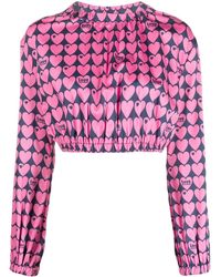 Love Moschino - Cropped-Bluse mit Print - Lyst