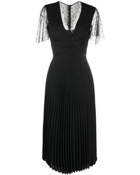 Nissa - Lace-Detail Pleated Midi Dress - Lyst