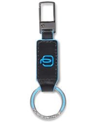 Piquadro - Carabiner Leather Keychain - Lyst