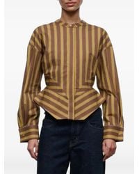 STAUD - Rhys Striped Peplum Top - Lyst