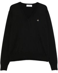 Vivienne Westwood - Mark Orb-Embroidered V-Neck Sweater - Lyst
