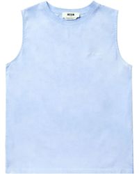 MSGM - Logo-embroidered Cotton Tank Top - Lyst