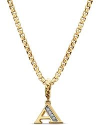 David Yurman - 18Kt Pavé Initial Pendant - Lyst