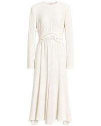 Alberta Ferretti - Gathered-Waist Long-Sleeve Midi Dress - Lyst
