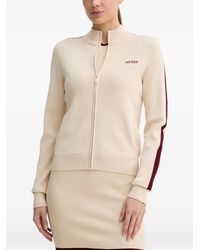 Guess - Logo-Embroidered Stripe-Detail Cardigan - Lyst