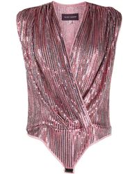 Talbot Runhof - Bayadere Sequin Sleeveless Bodysuit - Lyst