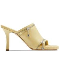 Burberry - Decorative-Zip Leather Heeled Sandals - Lyst