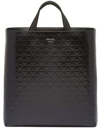 Prada - Leather Triangle Tote Bag - Lyst