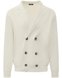 Hōsio - Double-Breasted Patch-Pocket Blazer-Style Cardigan - Lyst