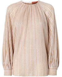 Missoni - Gestreepte Blouse Met Gesmockte Hals - Lyst