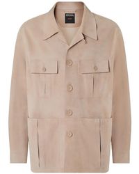 ZEGNA - Pocket-Details Leather Sahariana Jacket - Lyst