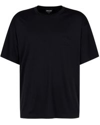 Giorgio Armani - Cotton And Modal T-Shirt With Embroidery - Lyst