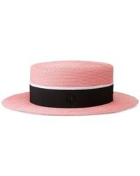 Maison Michel - Kiki Logo-Detail Straw Fedora - Lyst