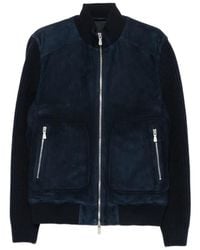 Eleventy - Suede-Panelled Ribbed-Knit Jacket - Lyst