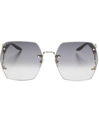 Gucci - Gafas de sol Double G con montura oversize - Lyst