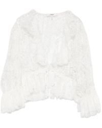 Chloé - Cropped Lace Top With Ruffles And V-Neckline - Lyst