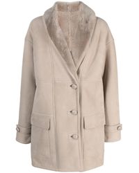 Liska - Shearling-Collar Single-Breasted Coat - Lyst