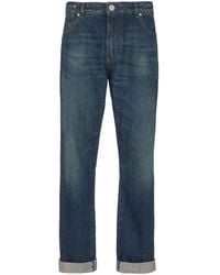 Balmain - Gerade Jeans mit Logo-Patch - Lyst