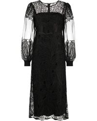 Alberta Ferretti - Lace-Overlay Midi Dress - Lyst