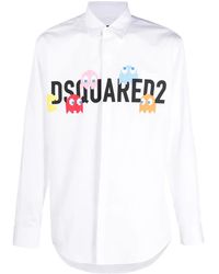 DSquared² - Logo-Print Long-Sleeve Cotton Shirt - Lyst