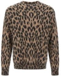 Laneus - Pullover Mit Leopardenprint - Lyst