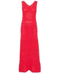 Blugirl Blumarine - Crochet-Knit V-Neck Maxi Dress - Lyst