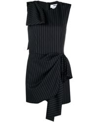 MSGM - Bow-detailed Pinstriped-pattern Dress - Lyst