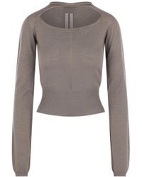 Rick Owens - Cut-Out Ribbed-Trim Sweater - Lyst