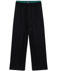 MSGM - Logo-Patch Layered-Waistband Trousers - Lyst