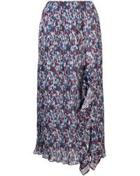 Ganni - Floral-Print Pleated Midi Skirt - Lyst