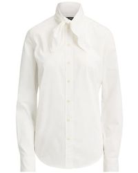 Ralph Lauren - Tie-Neck Cotton Shirt - Lyst