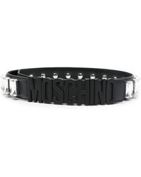 Moschino - Logo-lettering Crystal-embellished Belt - Lyst