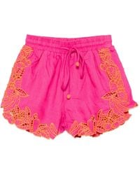 FARM Rio - Fruit Beauty Richelieu Embroidered Scalloped-Hem Shorts - Lyst