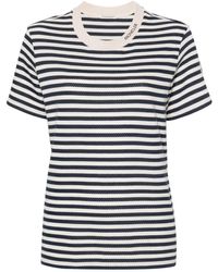 Moncler - Striped Pointelle-knit T-shirt - Lyst