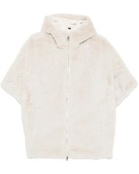 SERGIO MORETTI FIRENZE - Hooded Short-Sleeve Faux-Fur Jacket - Lyst