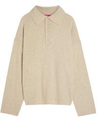 The Elder Statesman - Ribbed-Knit Long-Sleeve Polo Shirt - Lyst